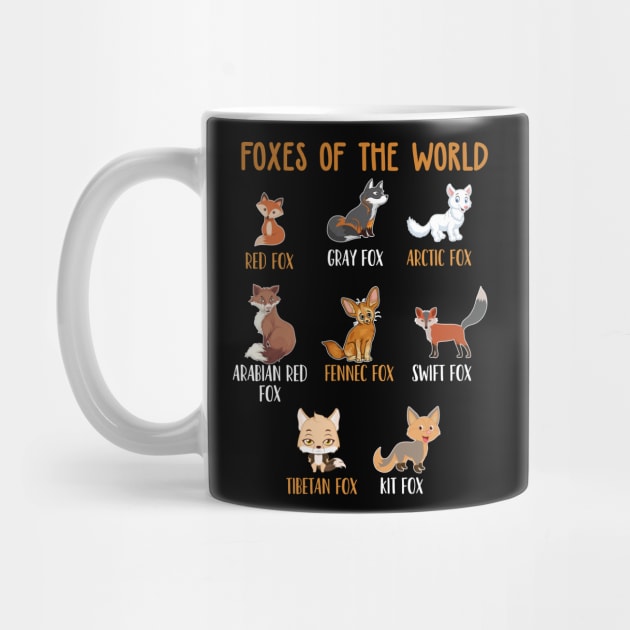 Foxes Of The World Funny Fox Animals Educational by TeddyTees